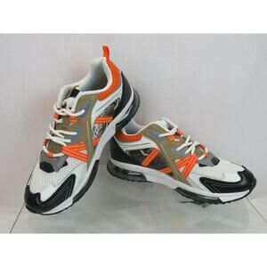 NIB ROBERTO CAVALLI LEATHER BROWN SNAKE PRINT ORANGE MESH LOGO SNEAKERS 43 10